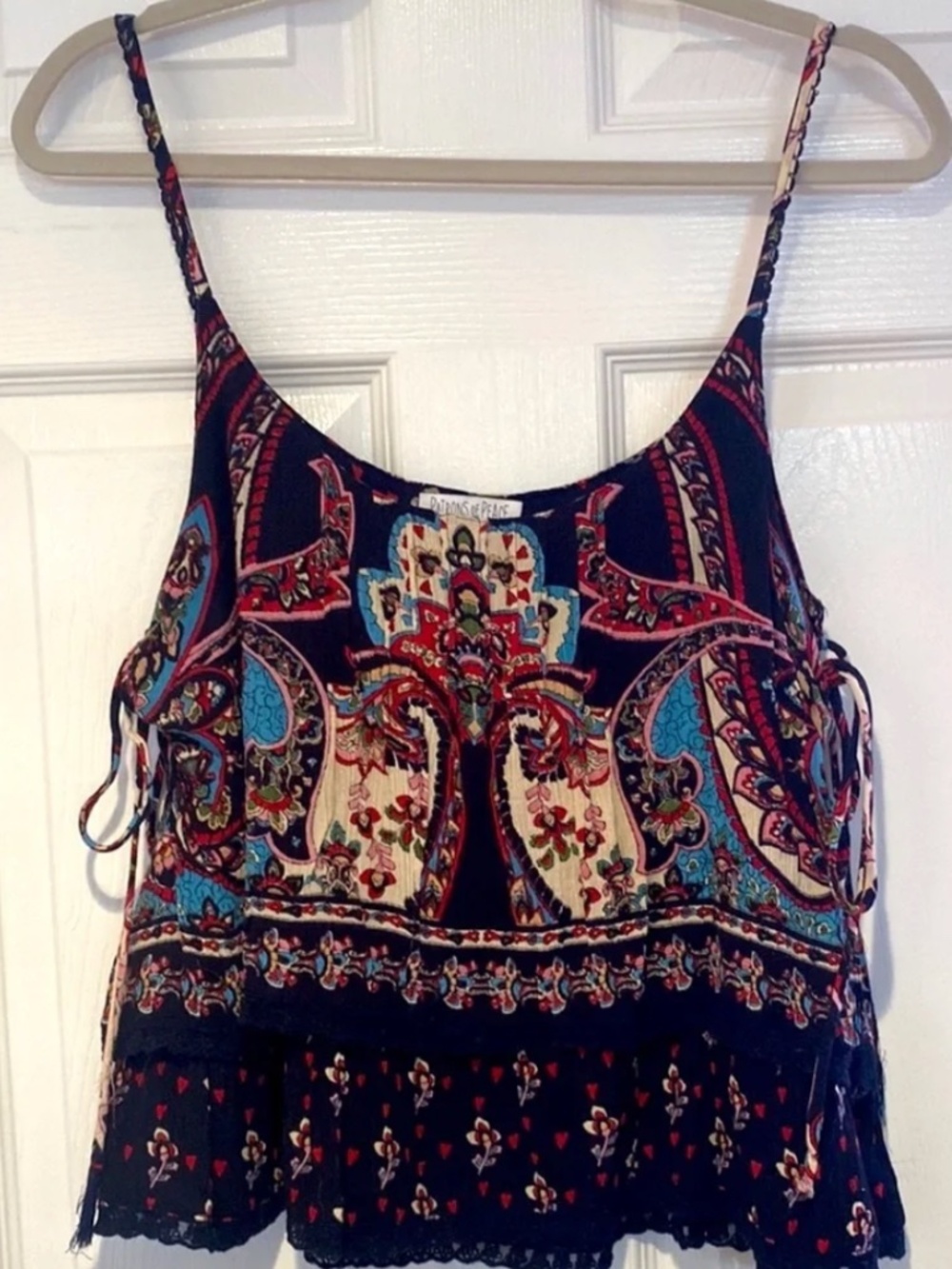 Side Tie & Lace Up Floral Cami, Patrons of Peace, Size XS, $17